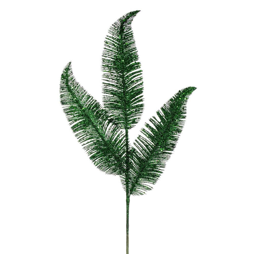 24.5 in. Feather Fern Glitter Spray, Green - 6 per Bag -  Drop Ship Baskets, GI3250919