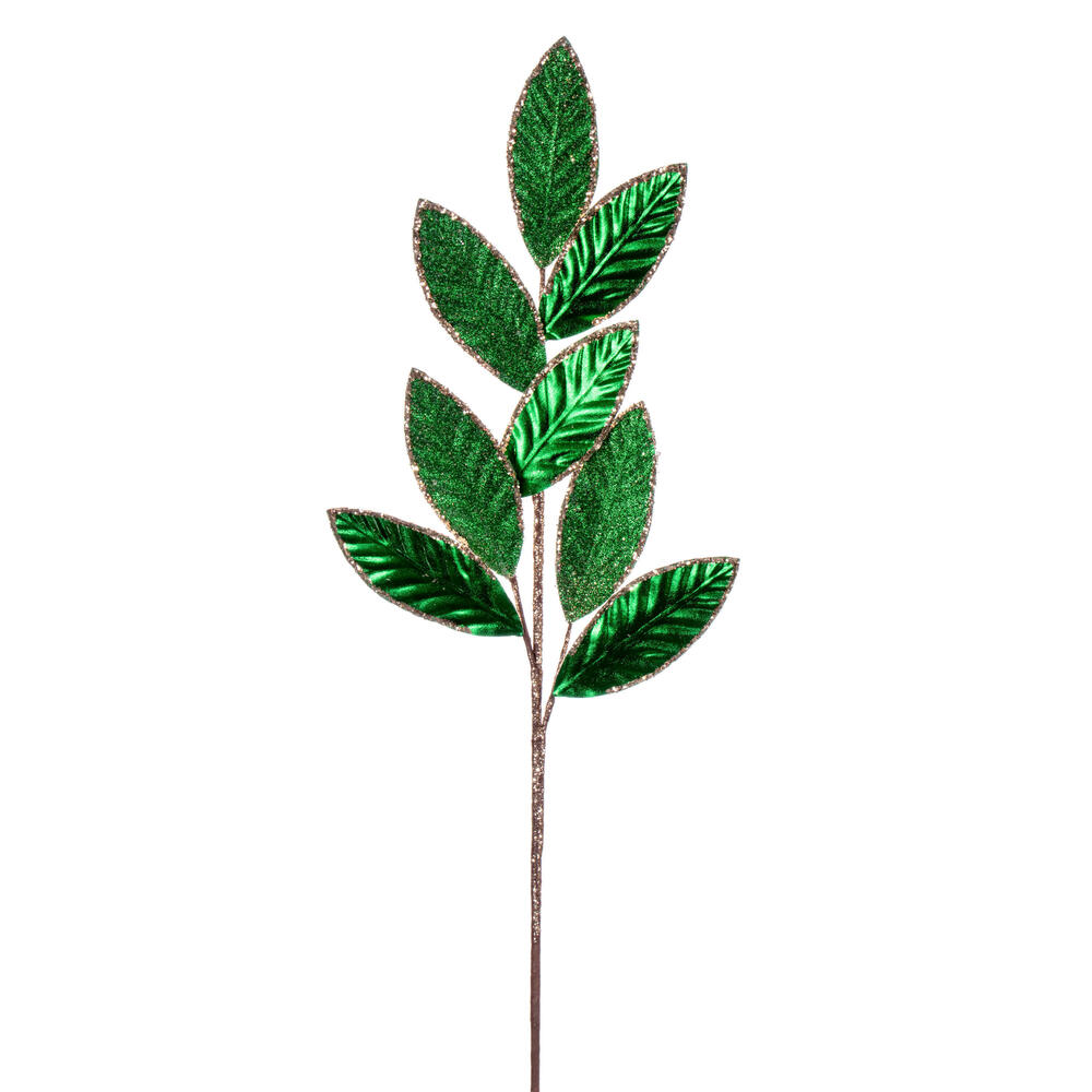 27.5 in. Metallic Leaf Glitter Spray, Green - 3 per Bag