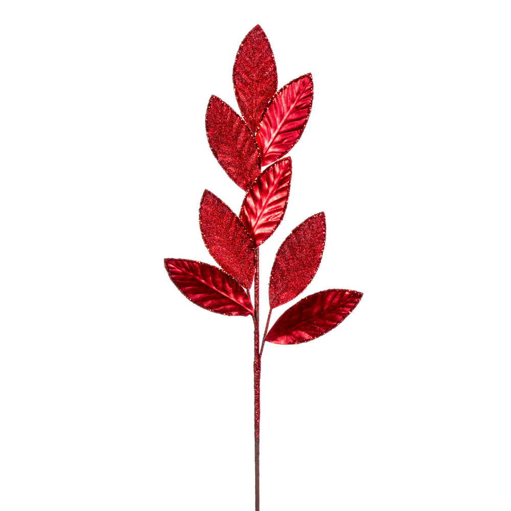 27.5 in. Metallic Leaf Glitter Spray, Red - 3 per Bag