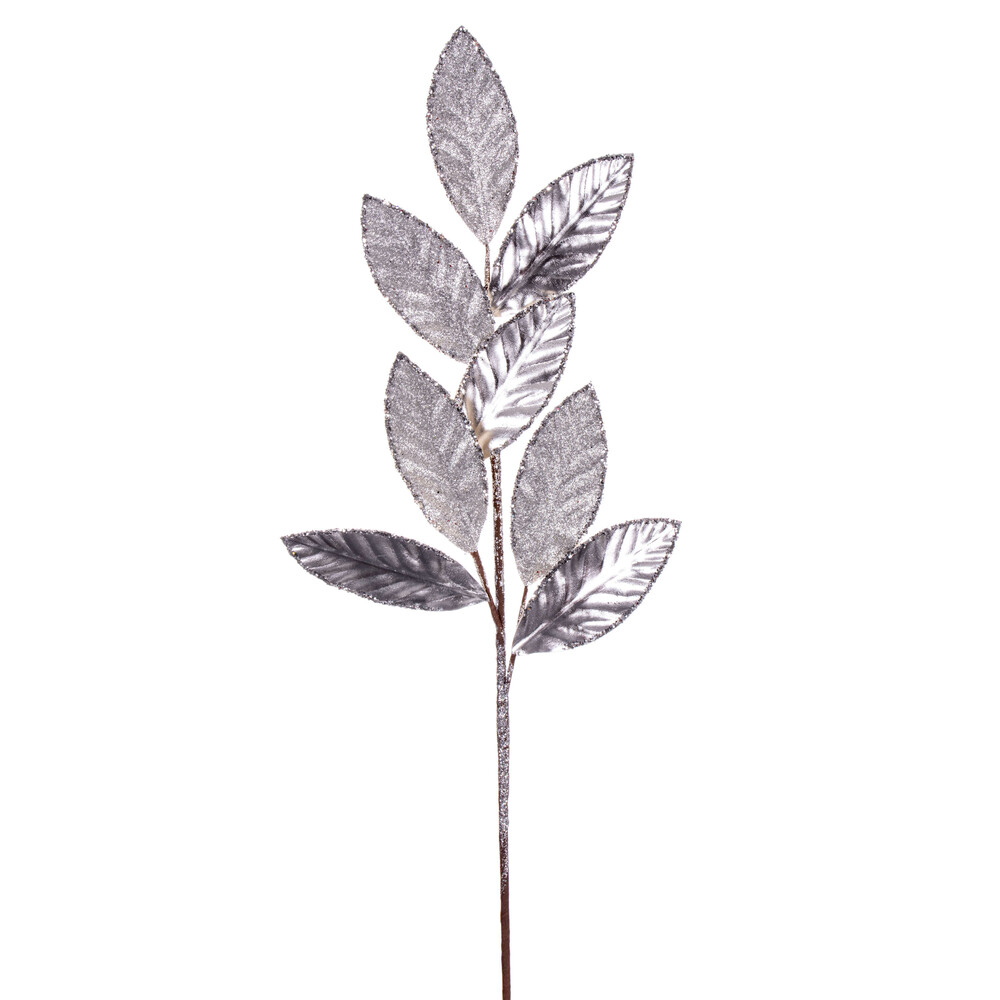 27.5 in. Metallic Leaf Glitter Spray, Silver - 3 per Bag