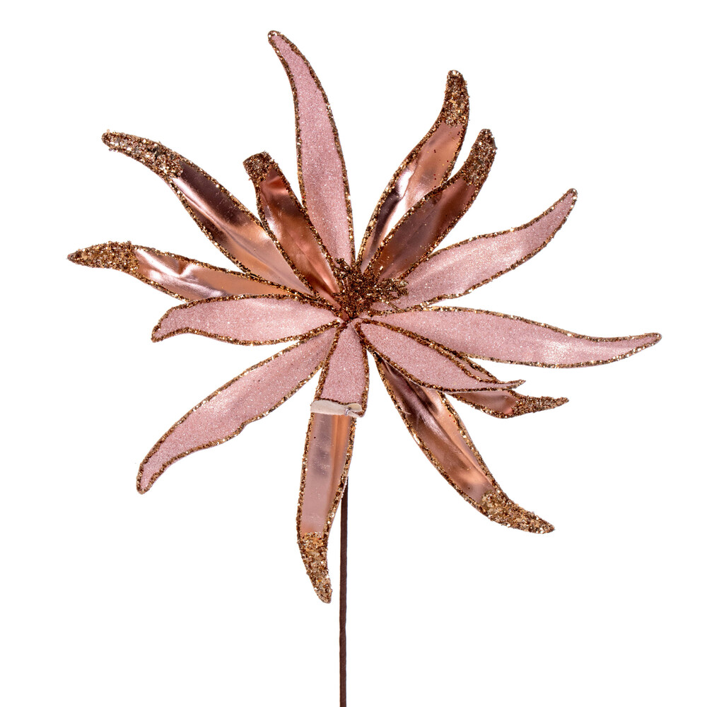 RG221758 24 in. Metallic Frosted Glitter Papyrus Spray, Rose Gold 2 per Bag