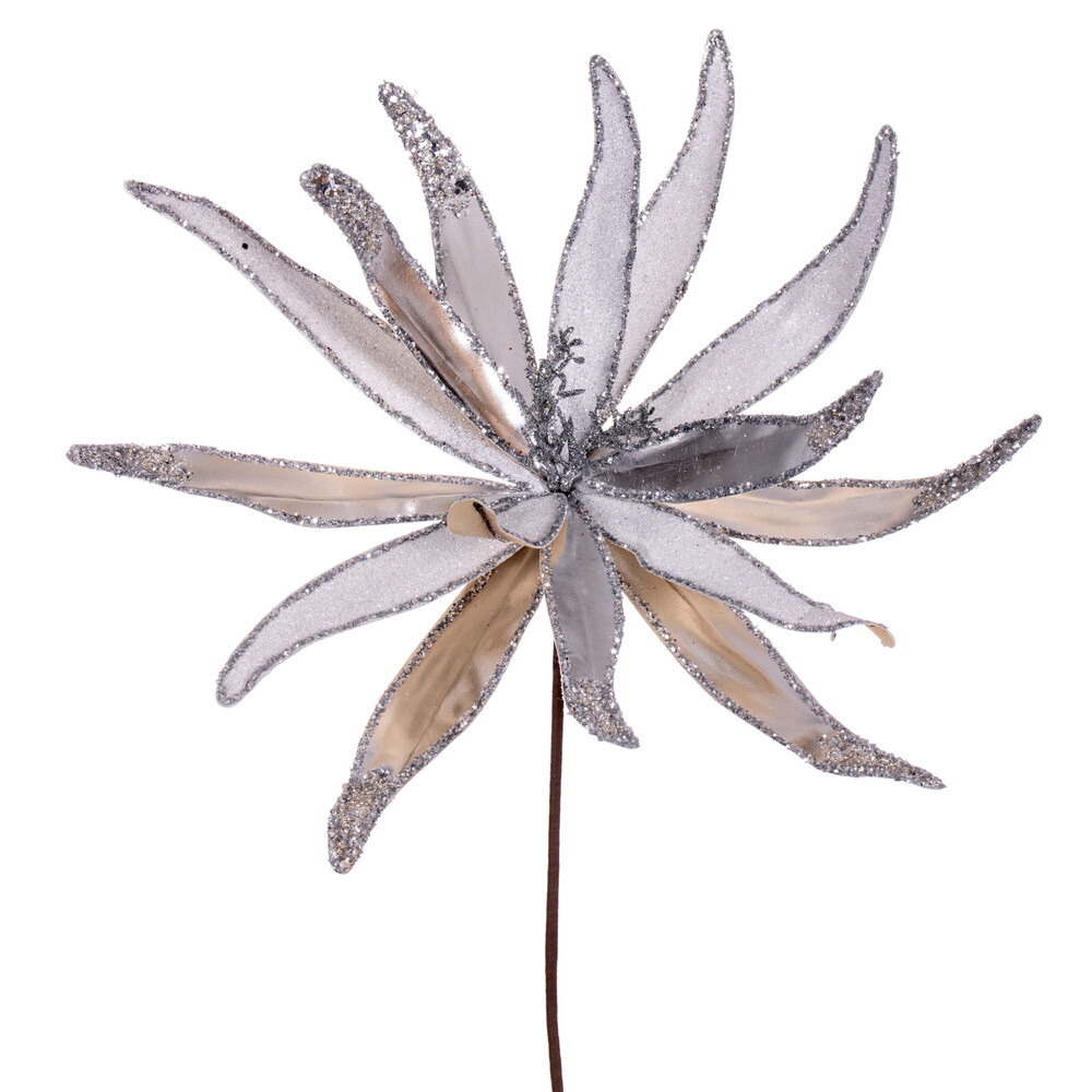 24 in. Metallic Frosted Glitter Papyrus Spray, Silver - 2 per Bag