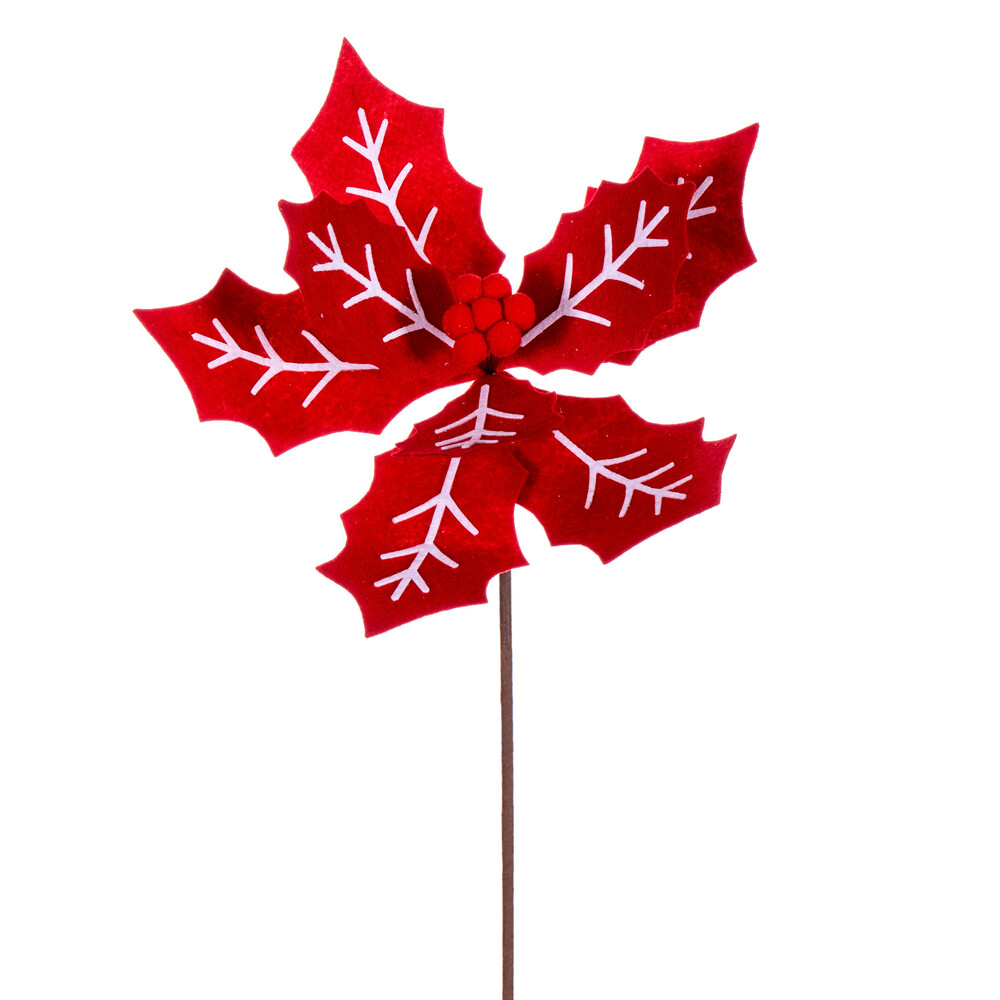 22 in. Felt Poinsettia Spray, Red & White - 4 per Bag