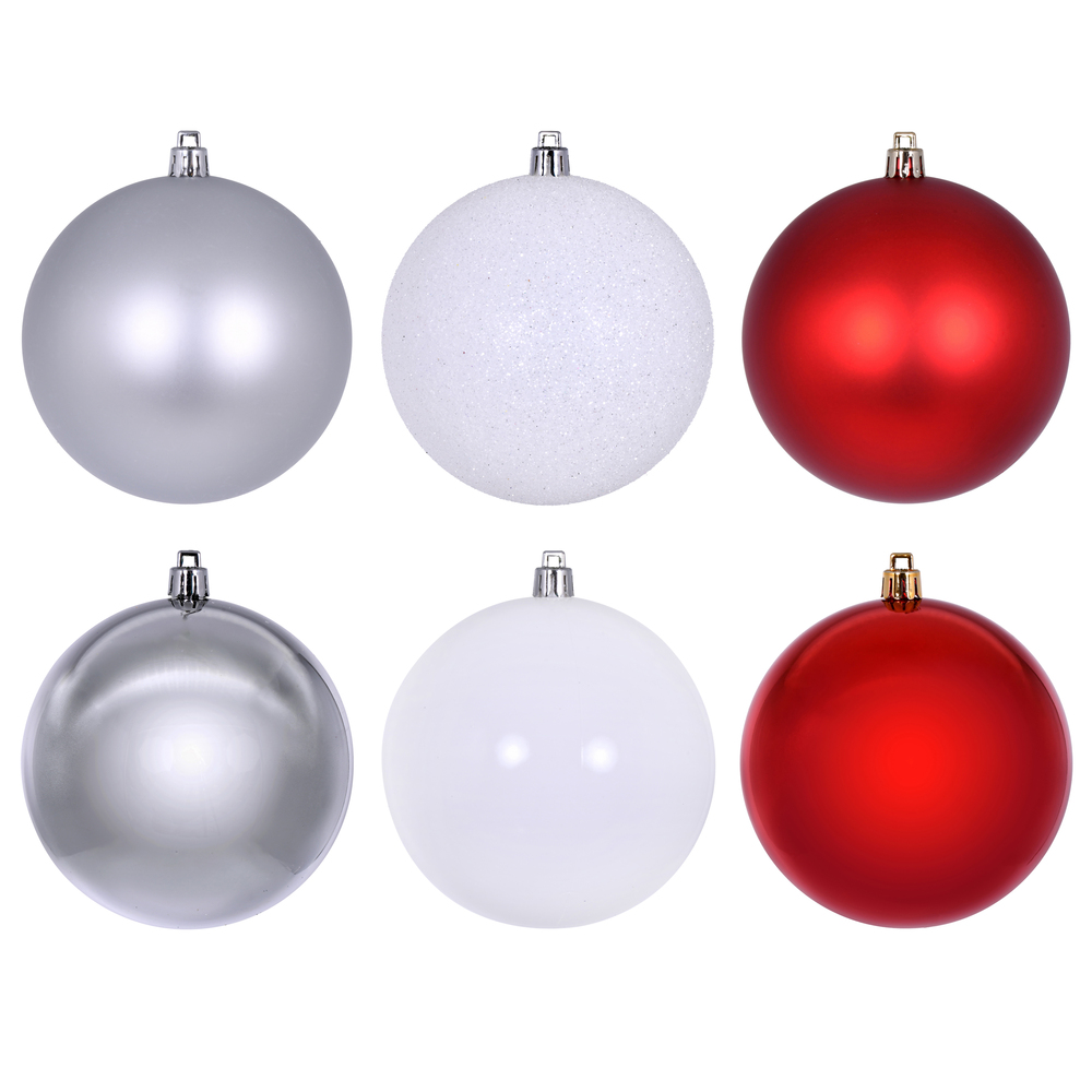 N220150 2.4 in. Red, White & Silver Ornament Assortment - Pack of 18