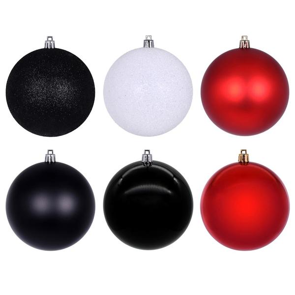 2.4 in. Ball Ornament Assortment - Red, Black & White - Box of 18