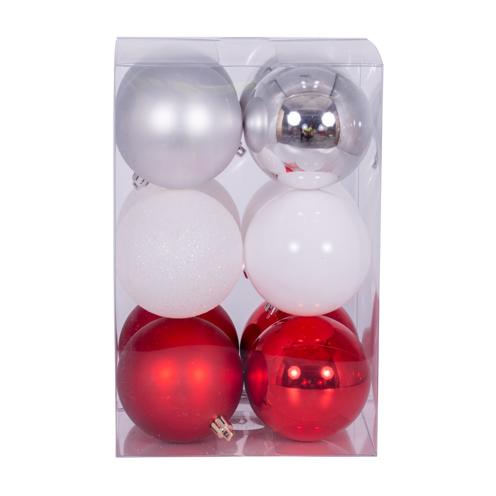 3 in. Red, White & Silver Ornament Assortment - Pack of 12