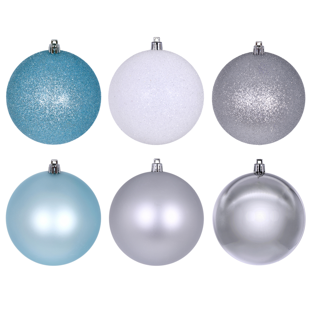 3 in. Assortment Ornament, Silver, Baby Blue & White - 12 per Box