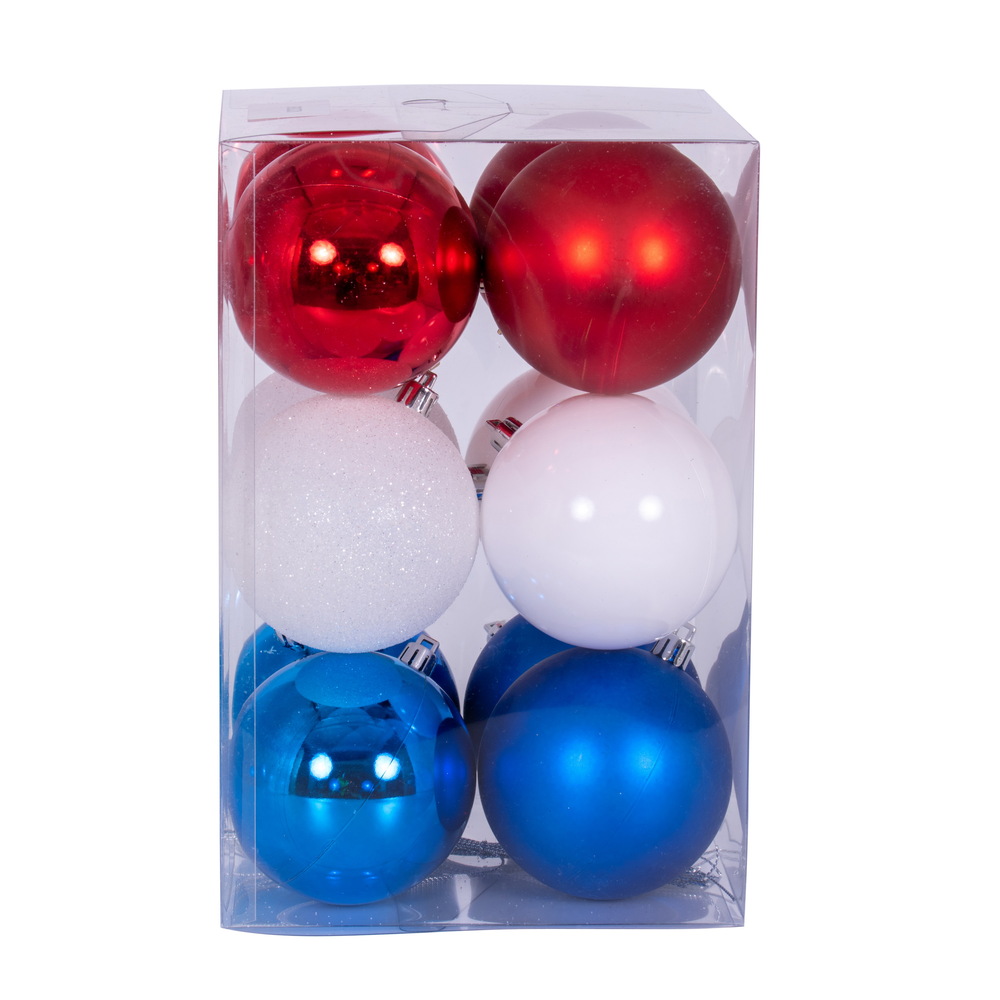 3 in. Red, White & Blue Ornament Assortment - Pack of 12
