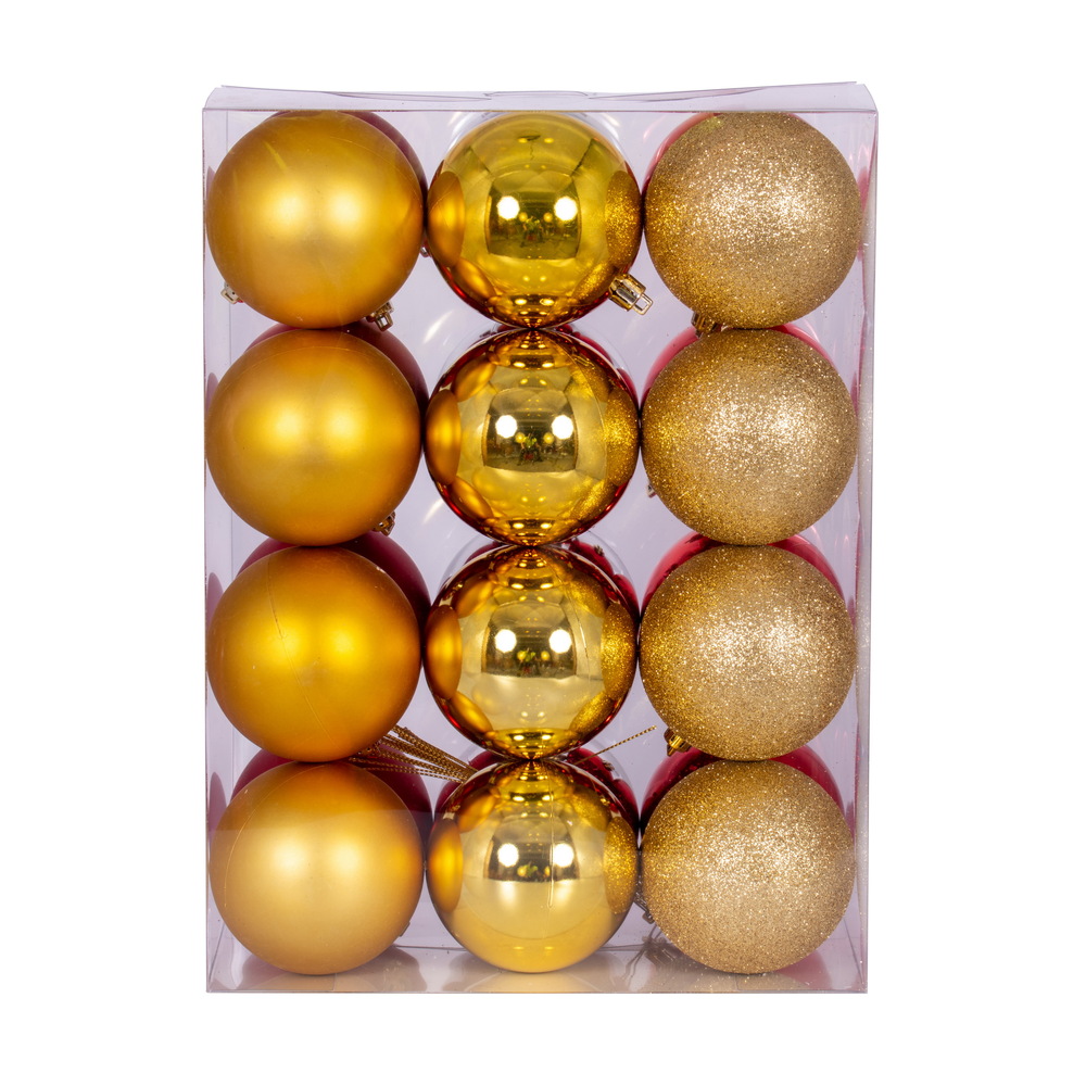 3 in. Gold, Red & Silver Ornament Assortment - Pack of 24