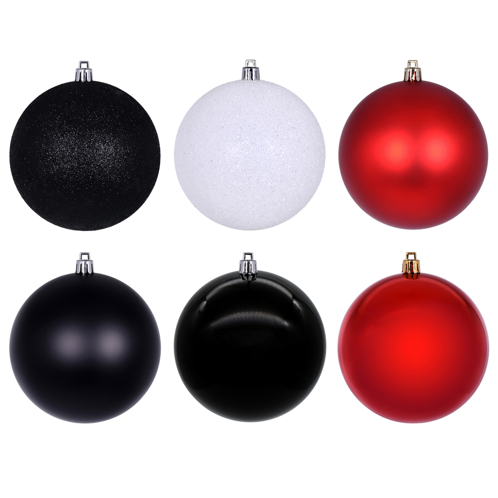 4 in. Assortment Ornament, Red, Black & White - 18 per Box