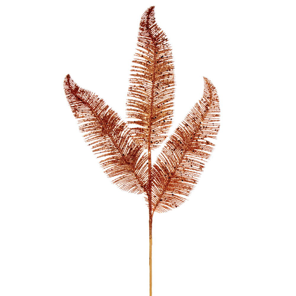 RG220158 24.5 in. Feather Fern Glitter Spray, Rose Gold - 6 per Bag