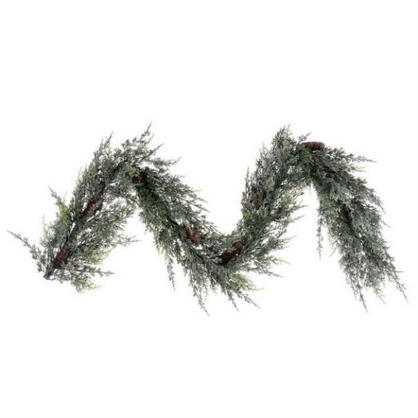 6 ft. Snow Cedar Green Hanging Garland with Cone - Pack of 6