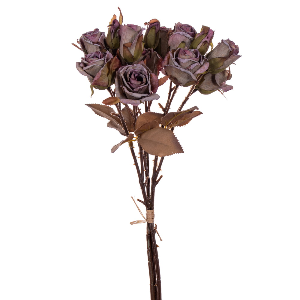 16.5 in. Dried Rose Bundle Spray, Plum Green