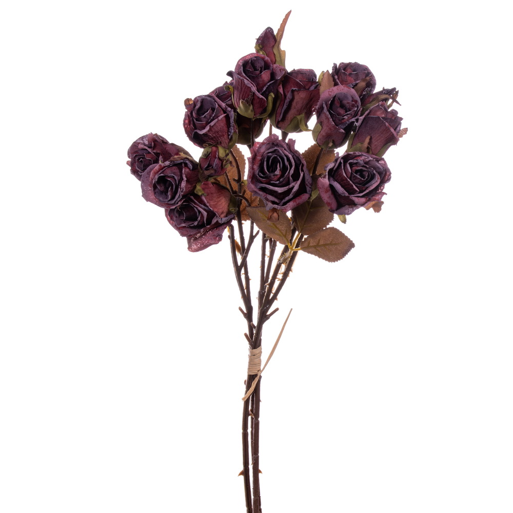 16.5 in. Dried Rose Bundle Spray, Light Burgundy