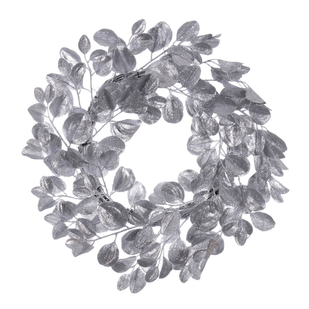 24 in. Dogwood Glitter Wreath, Silver