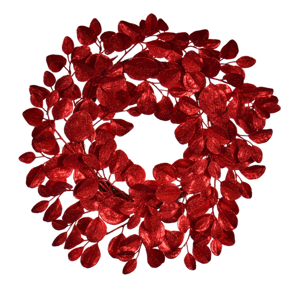24 in. Dogwood Glitter Wreath, Red