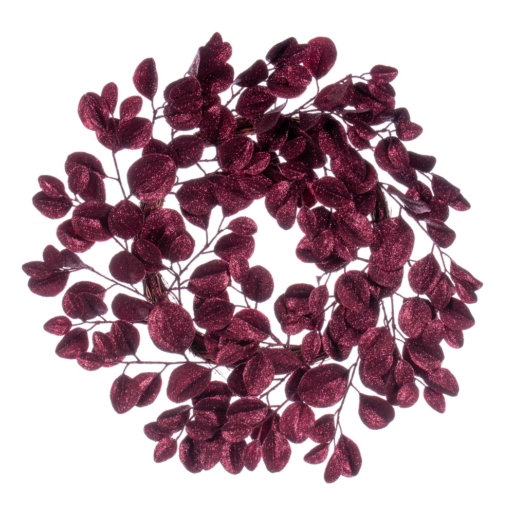 Dogwood Glitter Wreath - Burgundy - 24 in.