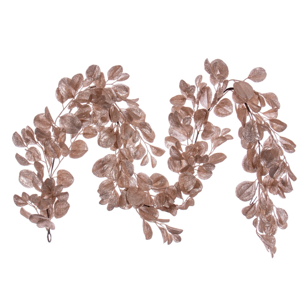 6 in. Dogwood Glitter Garland, Cafe Latte