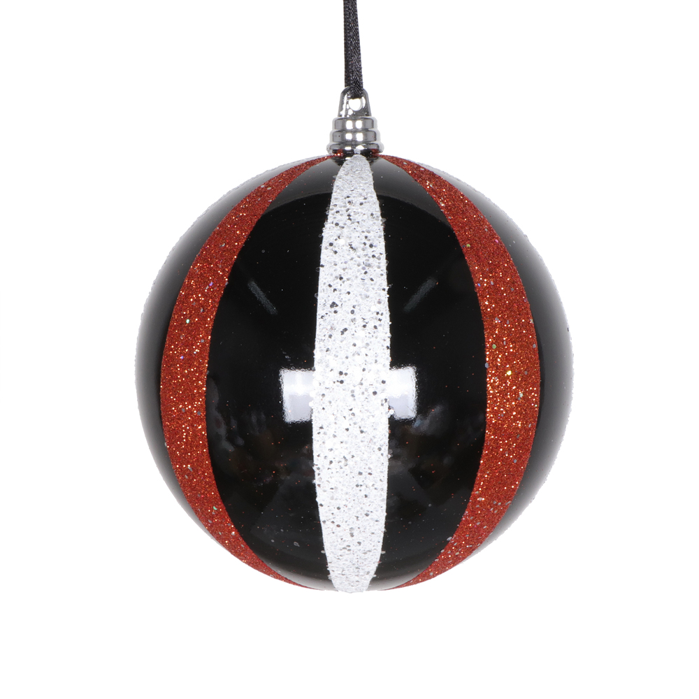 Picture of Vickerman MT229920 4.7 in. White Orange Round Ornament, Black - 3 per Bag