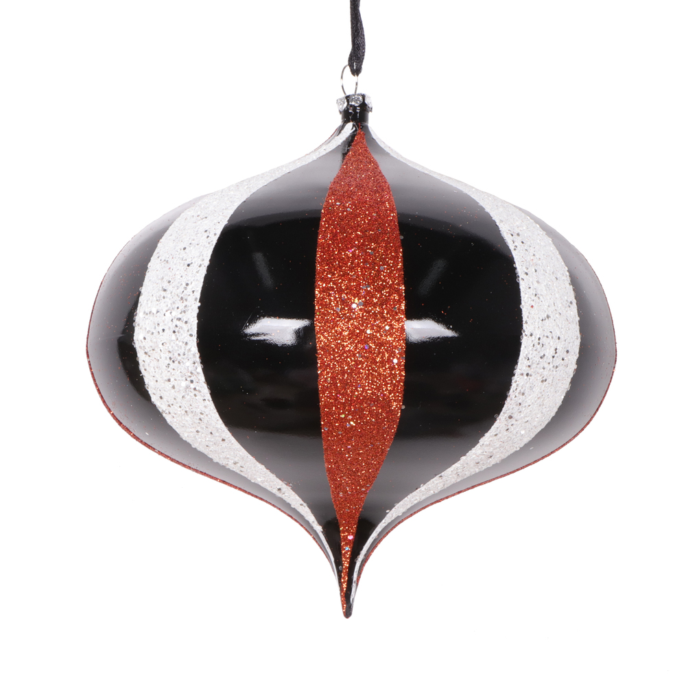 Picture of Vickerman MT2210120 6.3 in. White Orange Onion Ornament, Black - 2 per Bag