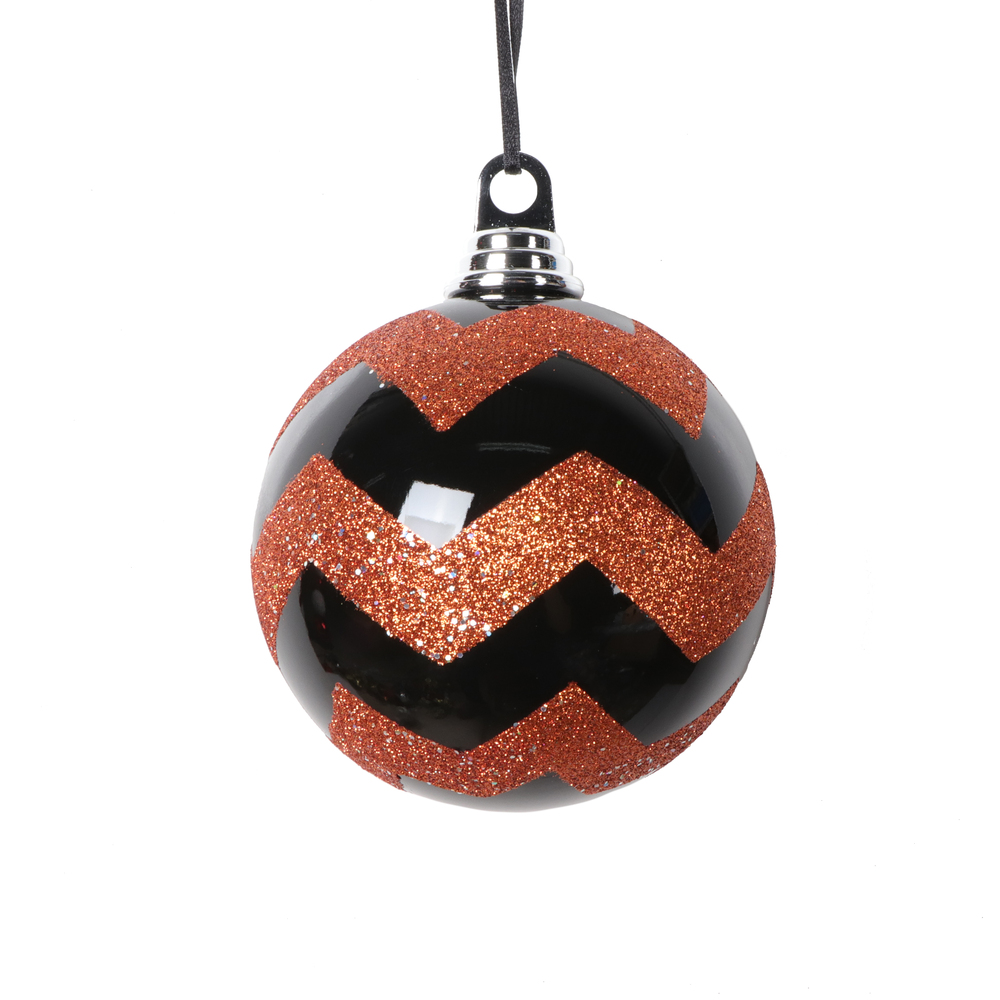 4.7 in. Round Ornament, Black & Orange - 3 per Bag