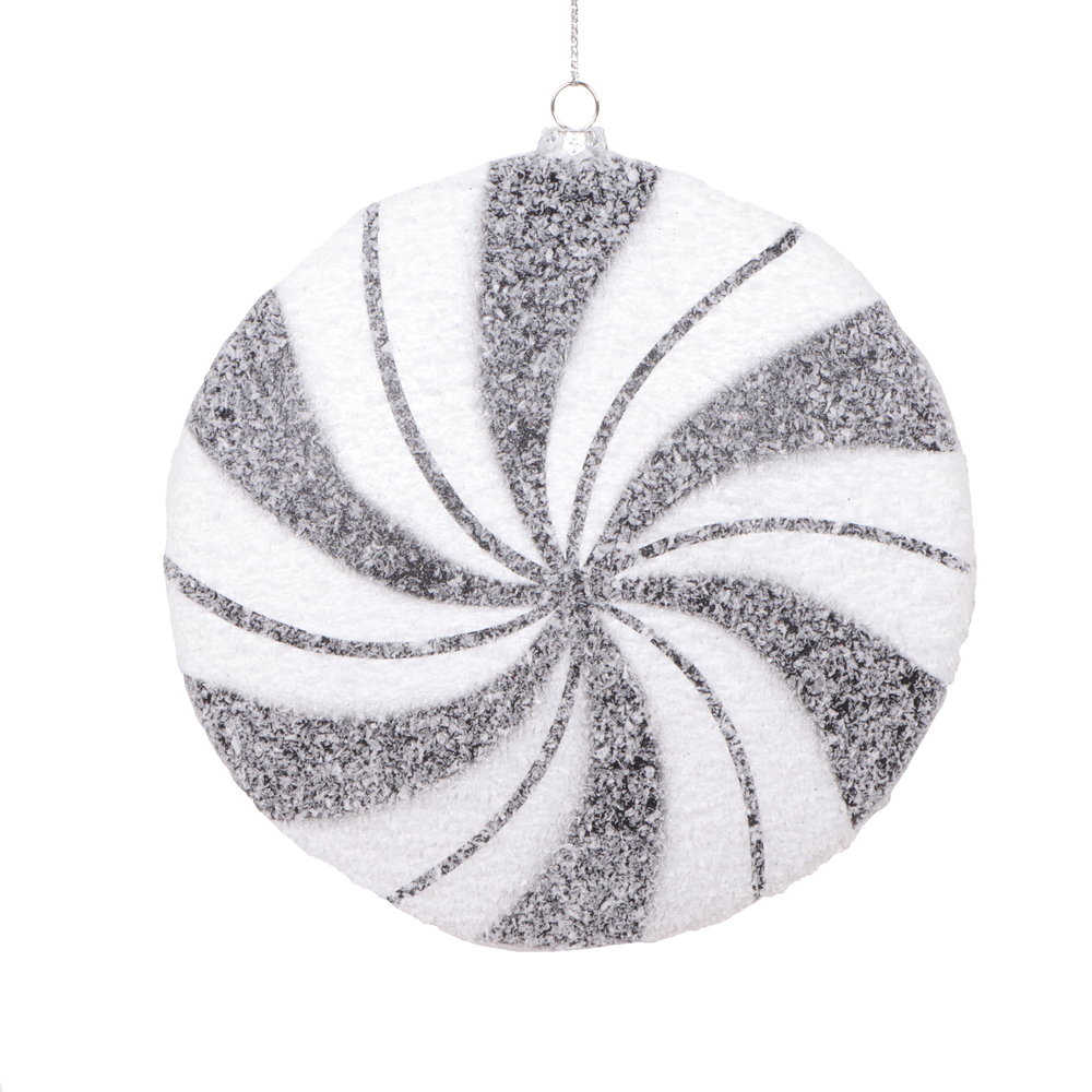 6 in. Swirl Flat Ball Ornament, White & Black - 2 per Bag