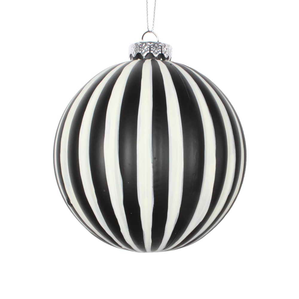 4 in. Matte Ball Ornament, White & Black - 4 per Bag