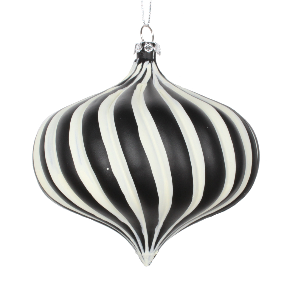 4 in. Matte Onion Ornament, White & Black - 4 per Bag