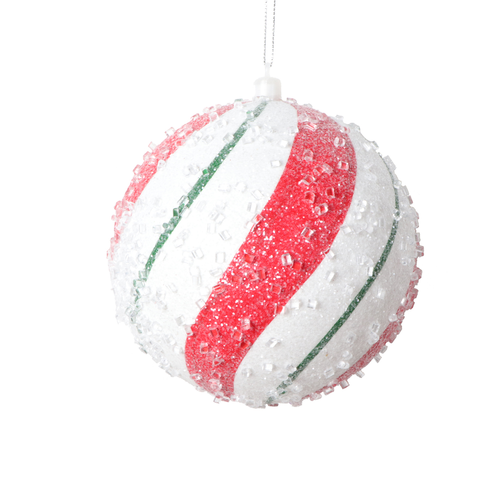 4.7 in. Swirl Ball Ornament, White, Red & Green - 2 per Bag