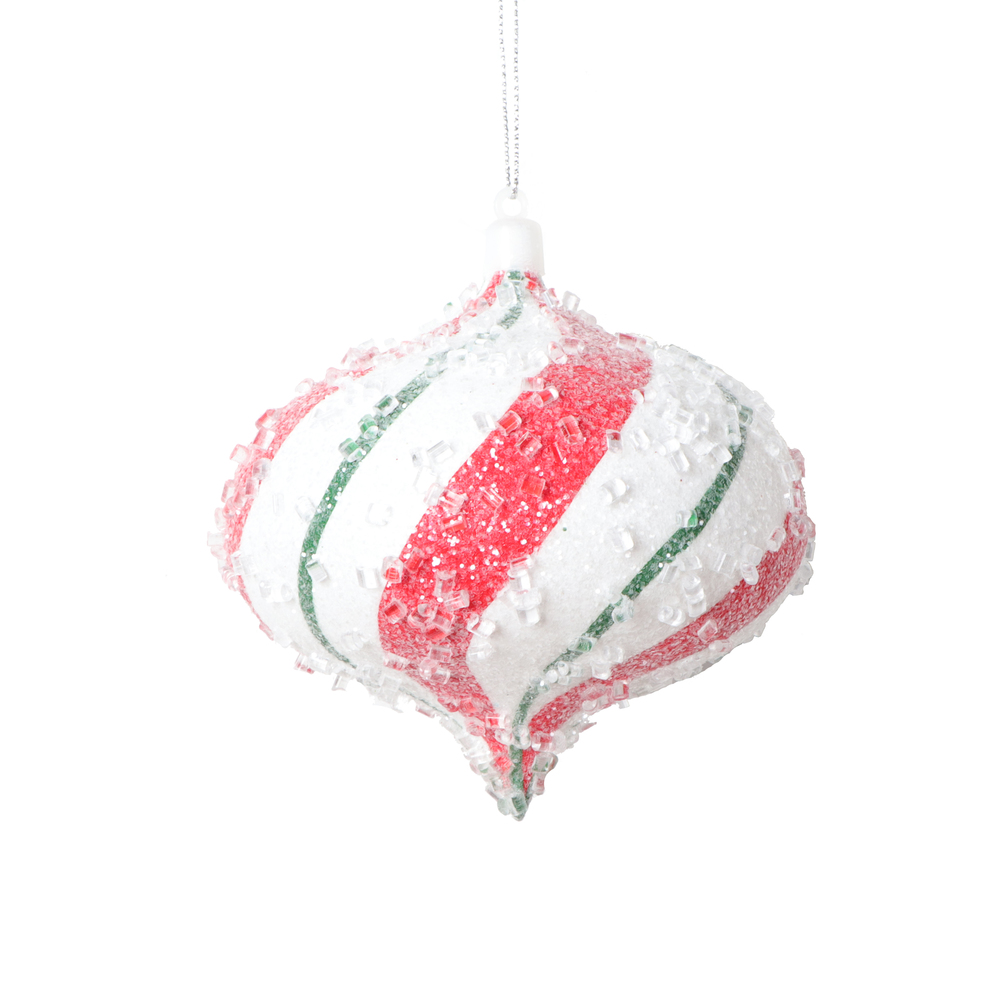 Picture of Vickerman MT2215110 4 in. Swirl Onion Ornament&#44; Red & Green - 3 per Bag