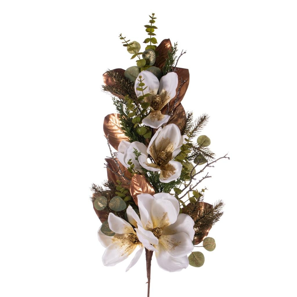 Picture of Vickerman FT224533 33 in. White Magnolia Swag - Pack of 24