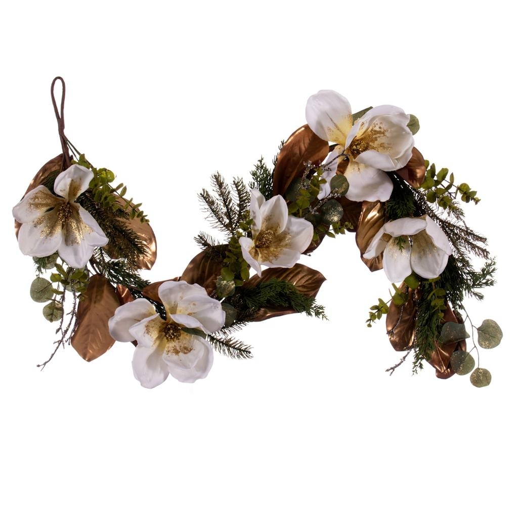 60 in. White Magnolia Garland