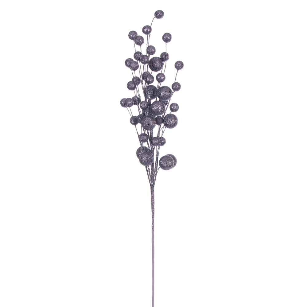 27 in. Multi Ball Glitter Spray, Pewter - 4 per Bag