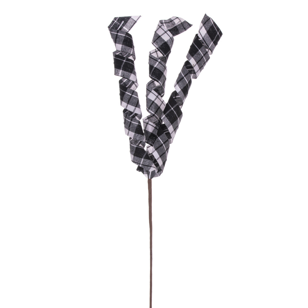 23 in. Plaid Swirl Spray, Black & White - 8 per Bag