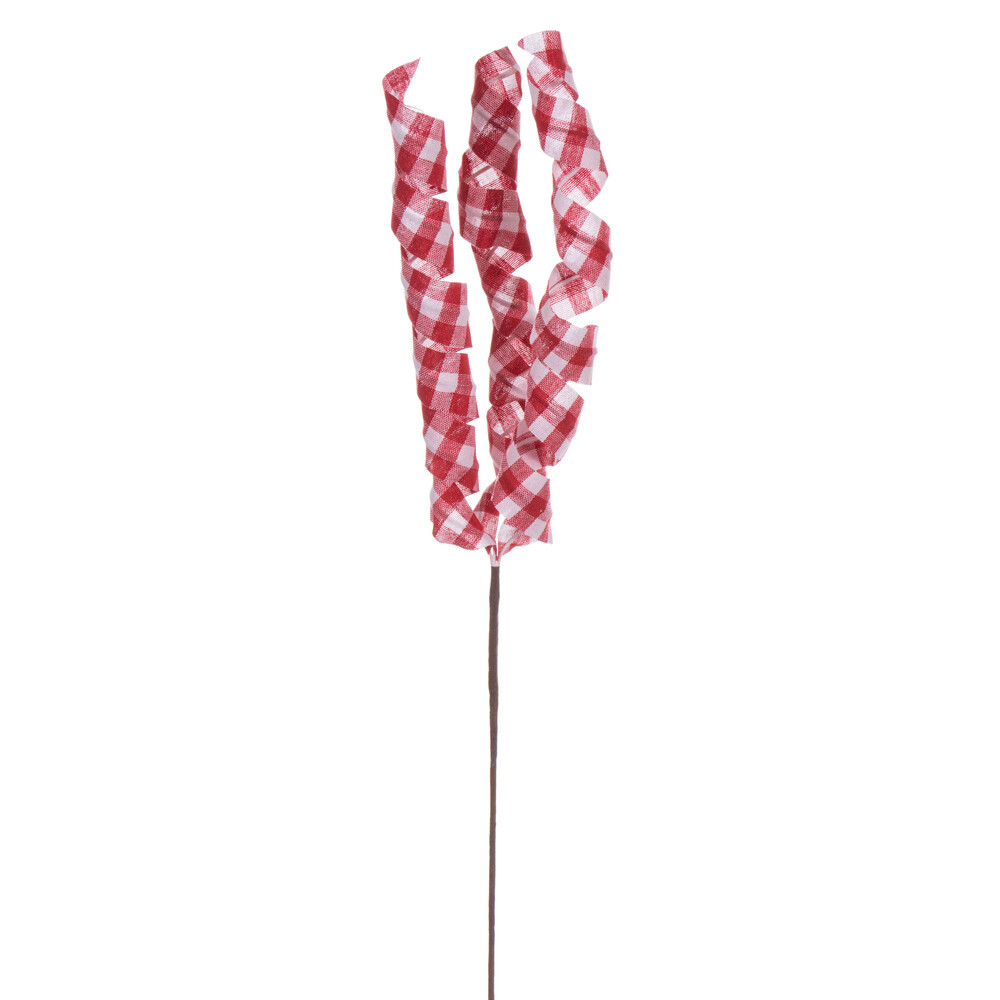 23 in. Plaid Swirl Spray, Red & White - 8 per Bag