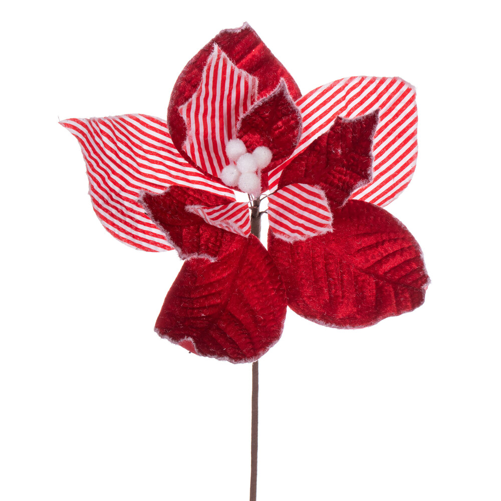 11 in. Striped Flower, Red & White - 6 per Bag
