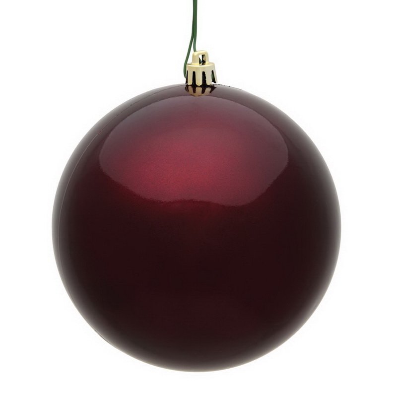 8 in. Pearl UV Drill Ball Ornament, Burgundy