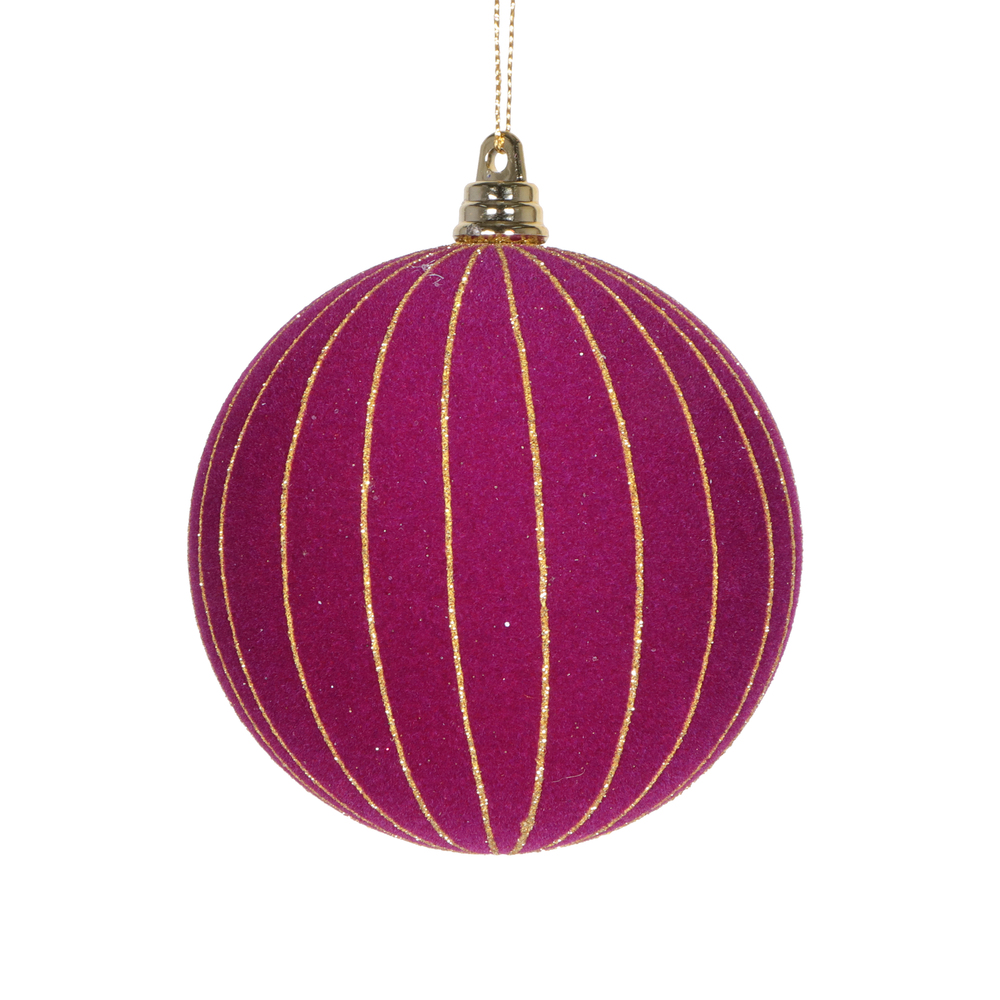 Picture of Vickerman MT229165 4 in. Round Ornament, Dark Purple - 3 per Bag
