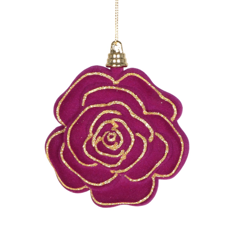 Picture of Vickerman MT229365 4 in. Flower Ornament, Dark Purple - 4 per Bag