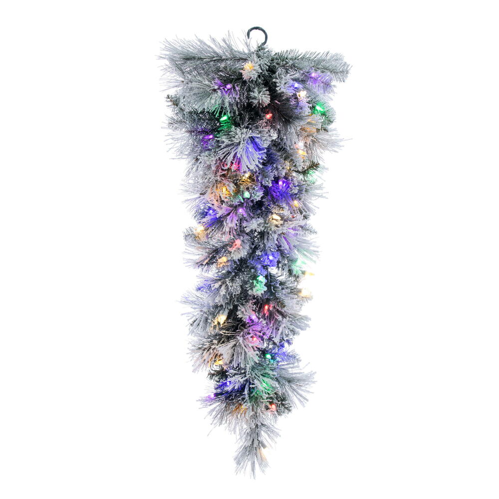 36 in. Flocked Jackson DuraLit 100 Multi Color Teardrop, Green & White
