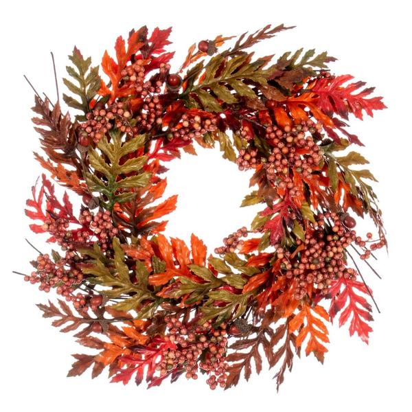 Picture of Vickerman FQ222722 22 in. Oak Leaf&#44; Acorn & Berry Wreath