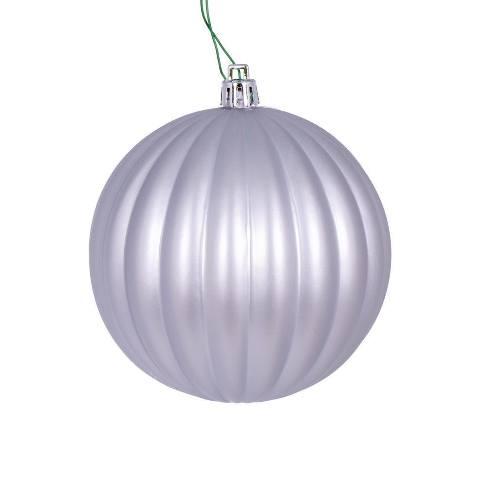 4 in. Matte Lined Ball Ornament, Silver - Pack of 6