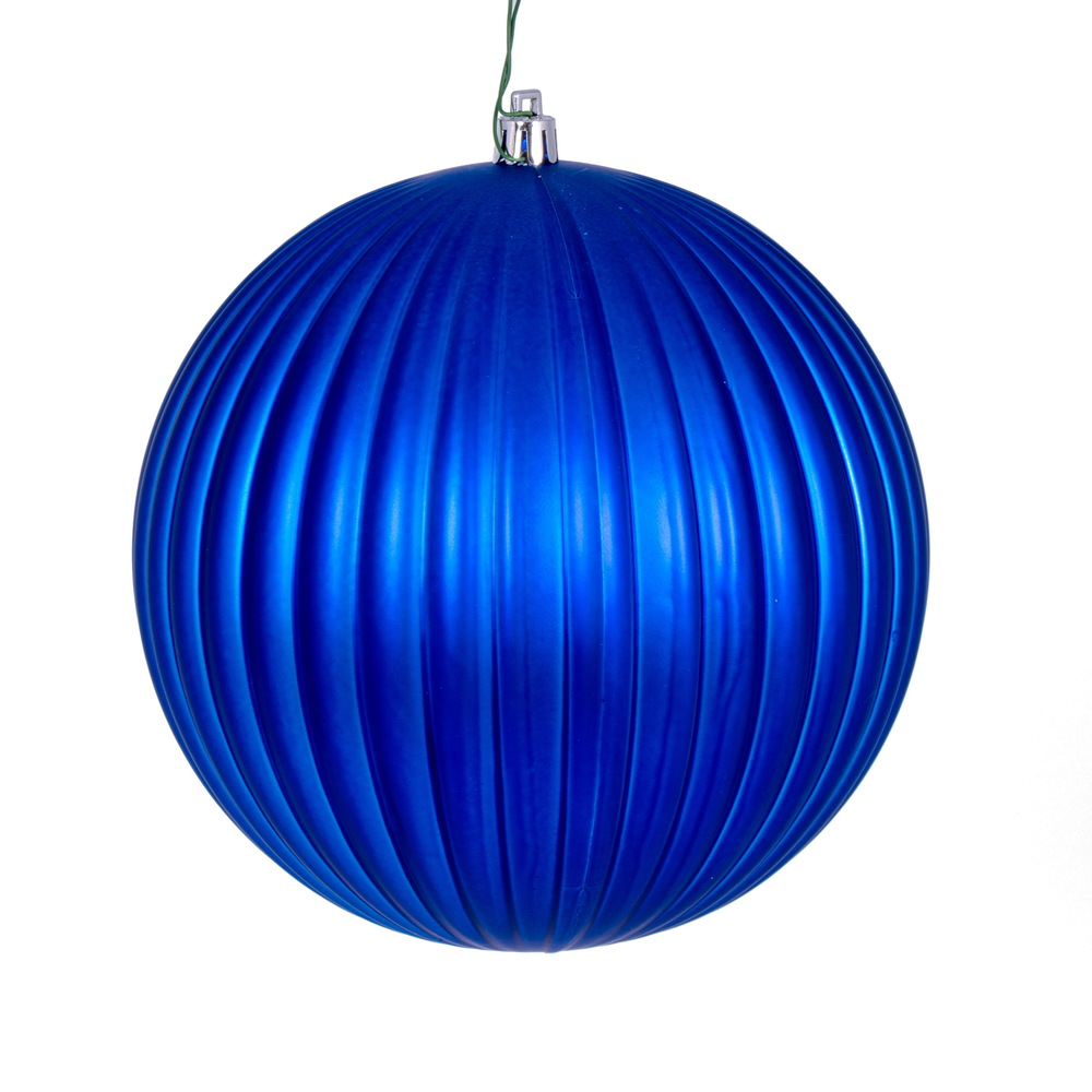 6 in. Matte Lined Ball Ornament - Blue - Pack of 4