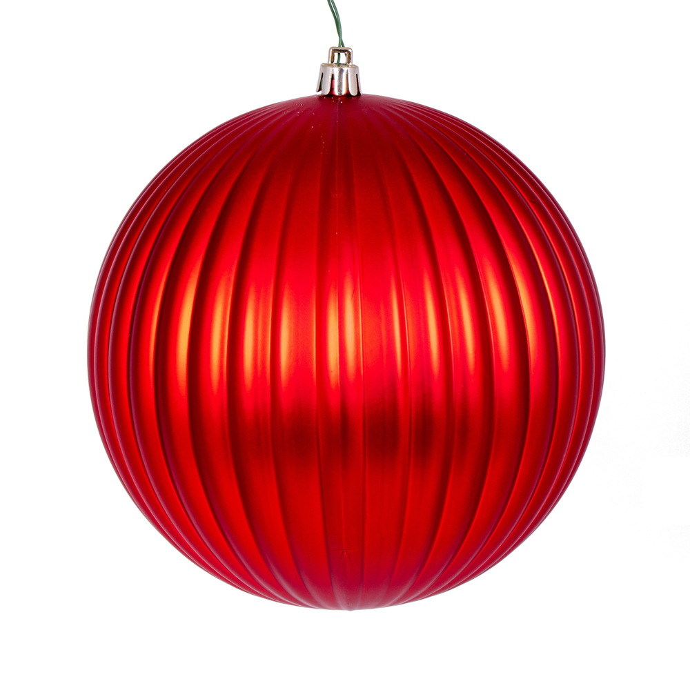 6 in. Matte Lined Ball Ornament - Red - Pack of 4
