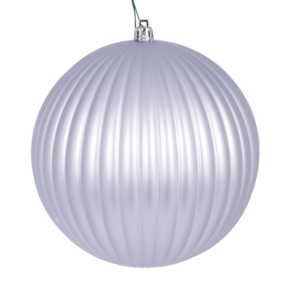 6 in. Matte Lined Ball Ornament - Silver - Pack of 4
