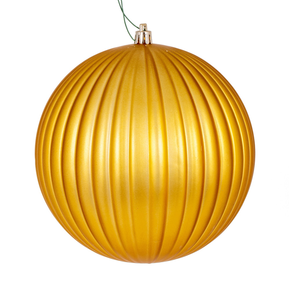 6 in. Matte Lined Ball Ornament - Gold - Pack of 4