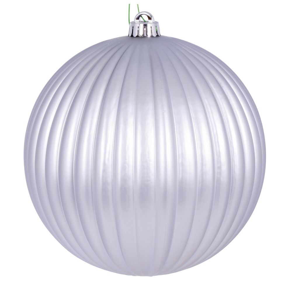 8 in. Matte Lined Ball Ornament, Silver