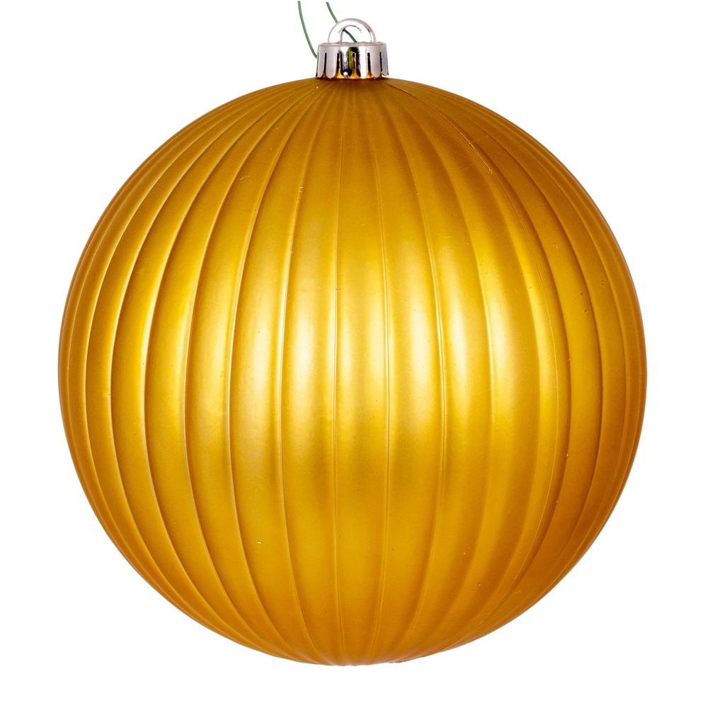 8 in. Matte Lined Ball Ornament, Gold