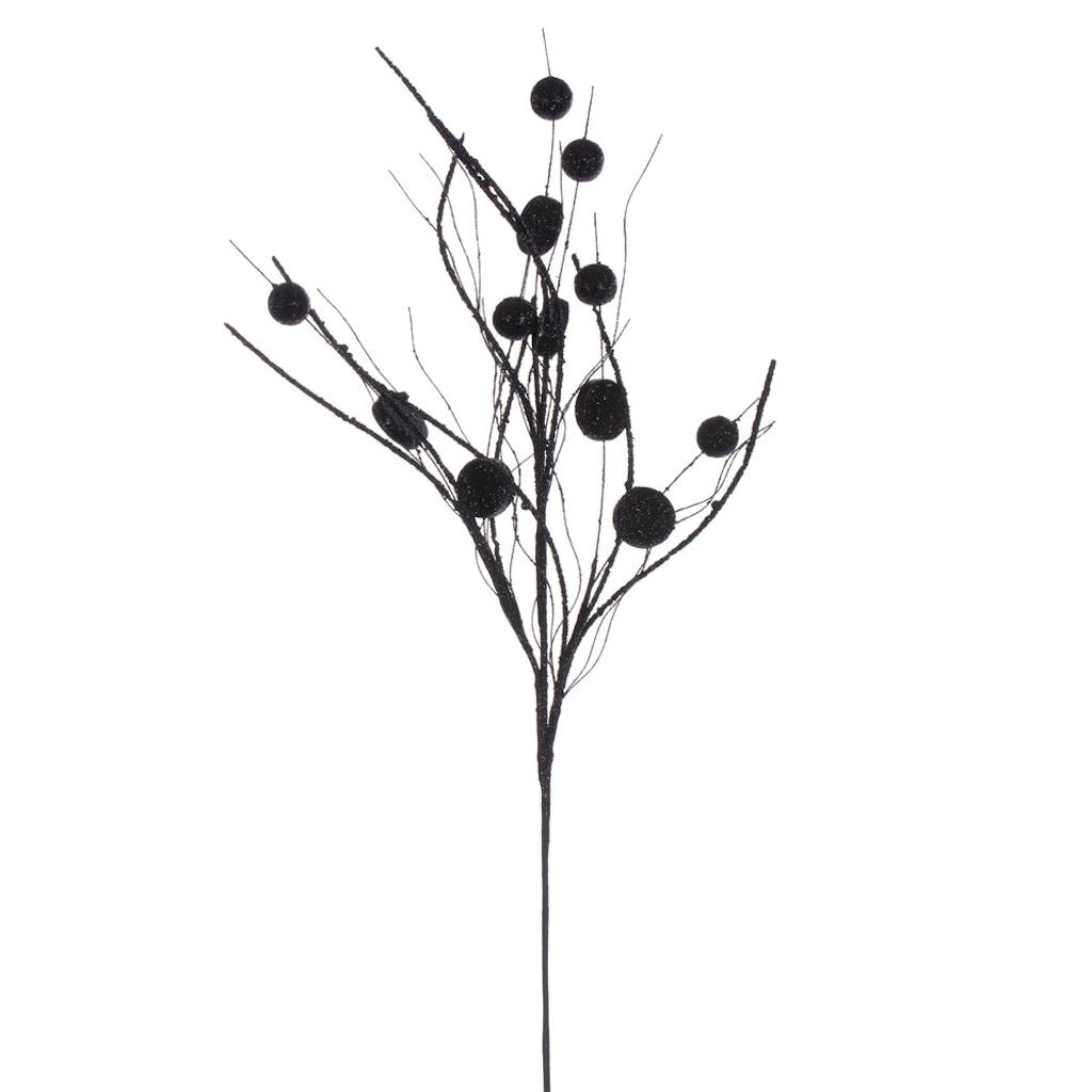 Picture of Vickerman QG220817 33 in. Black Ball & Coin Glitter Twig Spray&#44; 6 Piece - Pack of 36