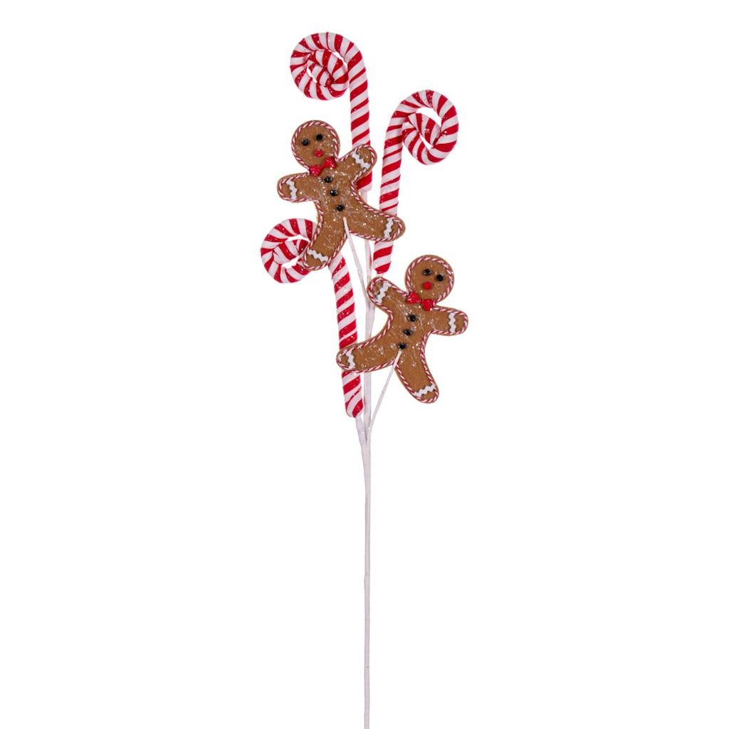 27 in. Multi Color Gingerbread & Mint Swirl Blue Spray, 3 Piece